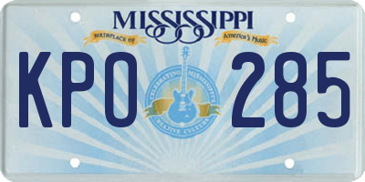 MS license plate KPO285