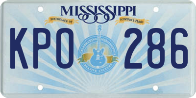MS license plate KPO286