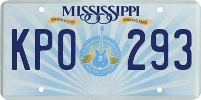 MS license plate KPO293