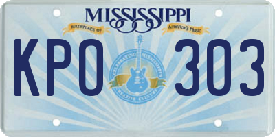 MS license plate KPO303
