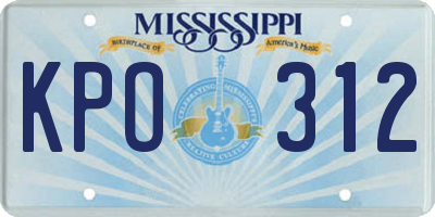 MS license plate KPO312