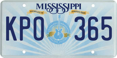 MS license plate KPO365