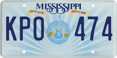 MS license plate KPO474