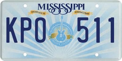 MS license plate KPO511