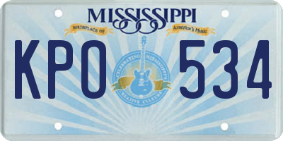 MS license plate KPO534
