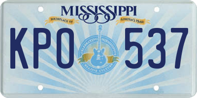MS license plate KPO537