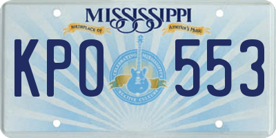 MS license plate KPO553