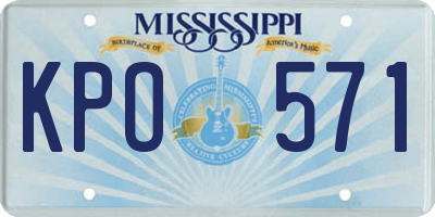 MS license plate KPO571