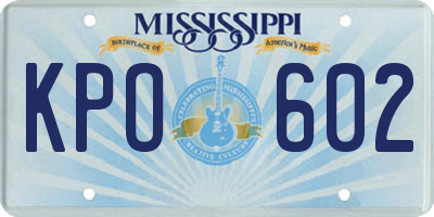 MS license plate KPO602