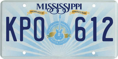 MS license plate KPO612