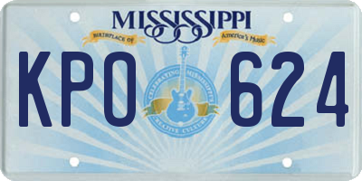 MS license plate KPO624