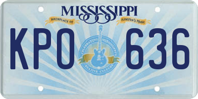MS license plate KPO636