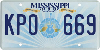 MS license plate KPO669