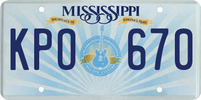 MS license plate KPO670