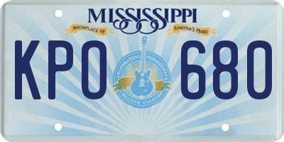 MS license plate KPO680