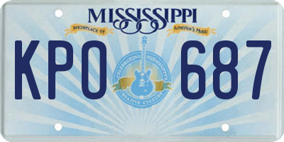 MS license plate KPO687