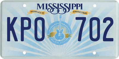 MS license plate KPO702