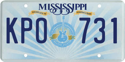 MS license plate KPO731