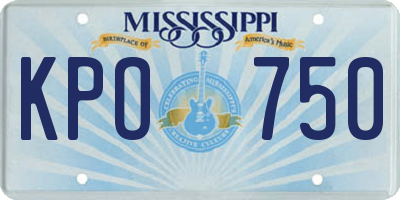 MS license plate KPO750