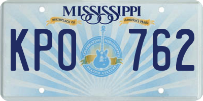 MS license plate KPO762