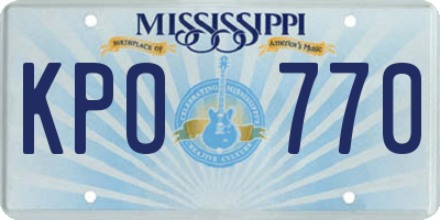 MS license plate KPO770