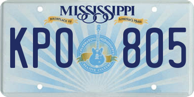 MS license plate KPO805