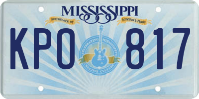 MS license plate KPO817