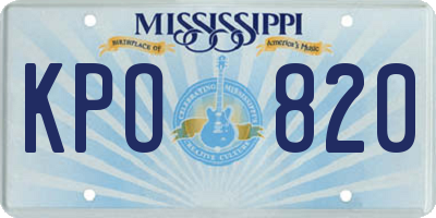 MS license plate KPO820