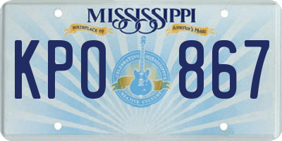 MS license plate KPO867