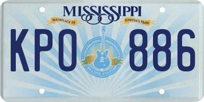 MS license plate KPO886