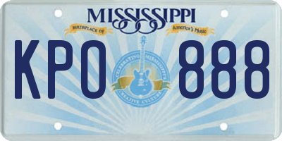 MS license plate KPO888