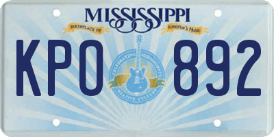 MS license plate KPO892
