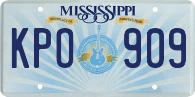 MS license plate KPO909