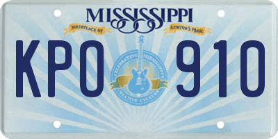 MS license plate KPO910