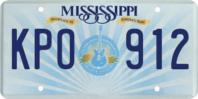 MS license plate KPO912