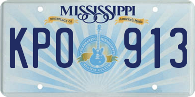 MS license plate KPO913
