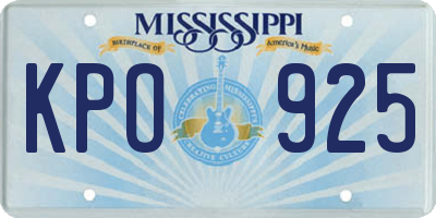 MS license plate KPO925