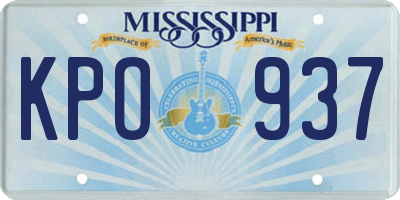 MS license plate KPO937