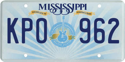 MS license plate KPO962