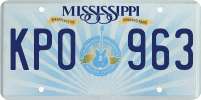 MS license plate KPO963