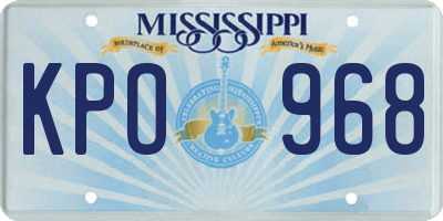 MS license plate KPO968