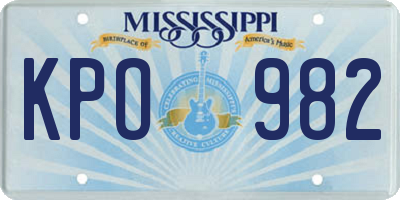 MS license plate KPO982