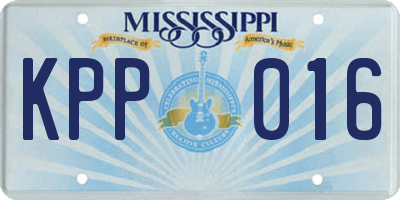 MS license plate KPP016