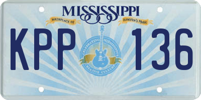 MS license plate KPP136