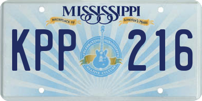 MS license plate KPP216