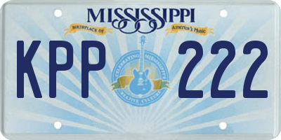 MS license plate KPP222
