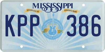 MS license plate KPP386