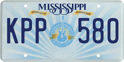 MS license plate KPP580
