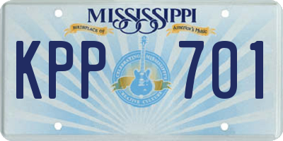 MS license plate KPP701