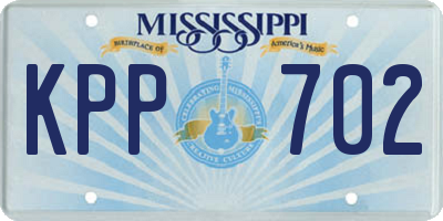 MS license plate KPP702